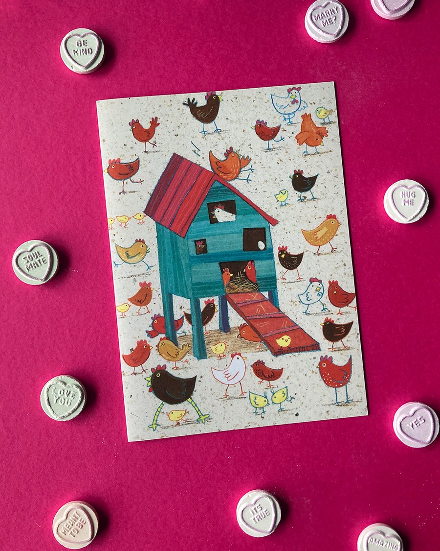 Hen House - Chicken birthday card by Jo Brown