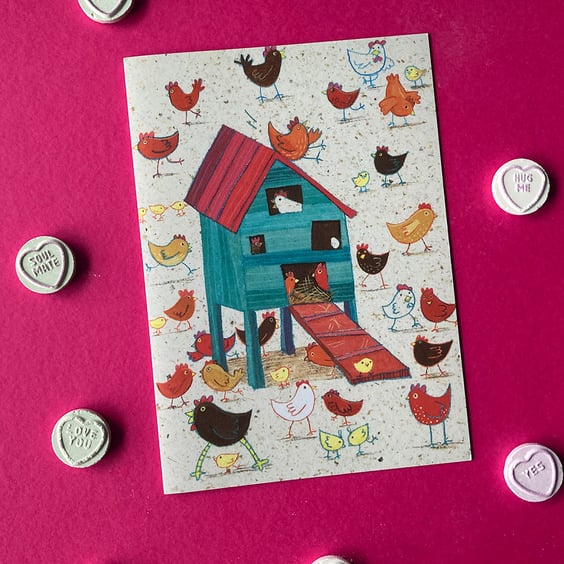 Hen House - Chicken birthday card by Jo Brown