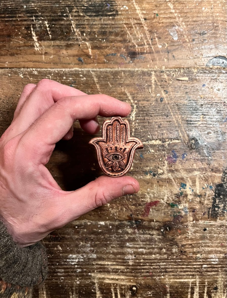 Hand Carved Hamsa Pendant