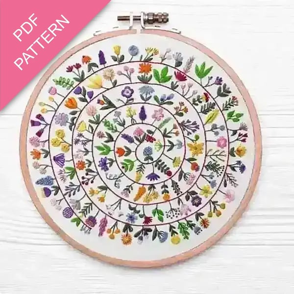 Round and Round the Garden Hand Embroidery PDF Pattern