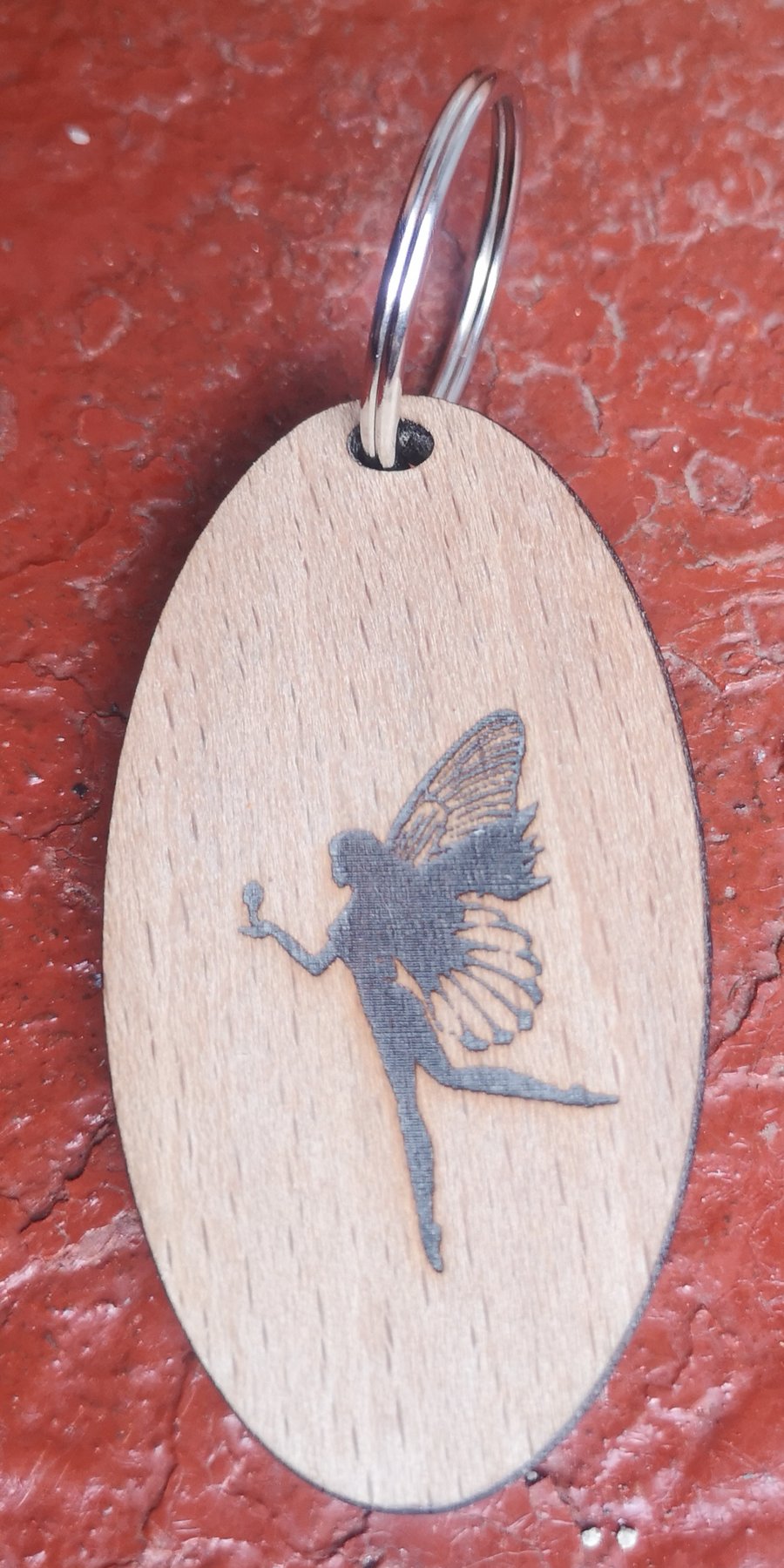Homemade wooden Fairy keyring (2)