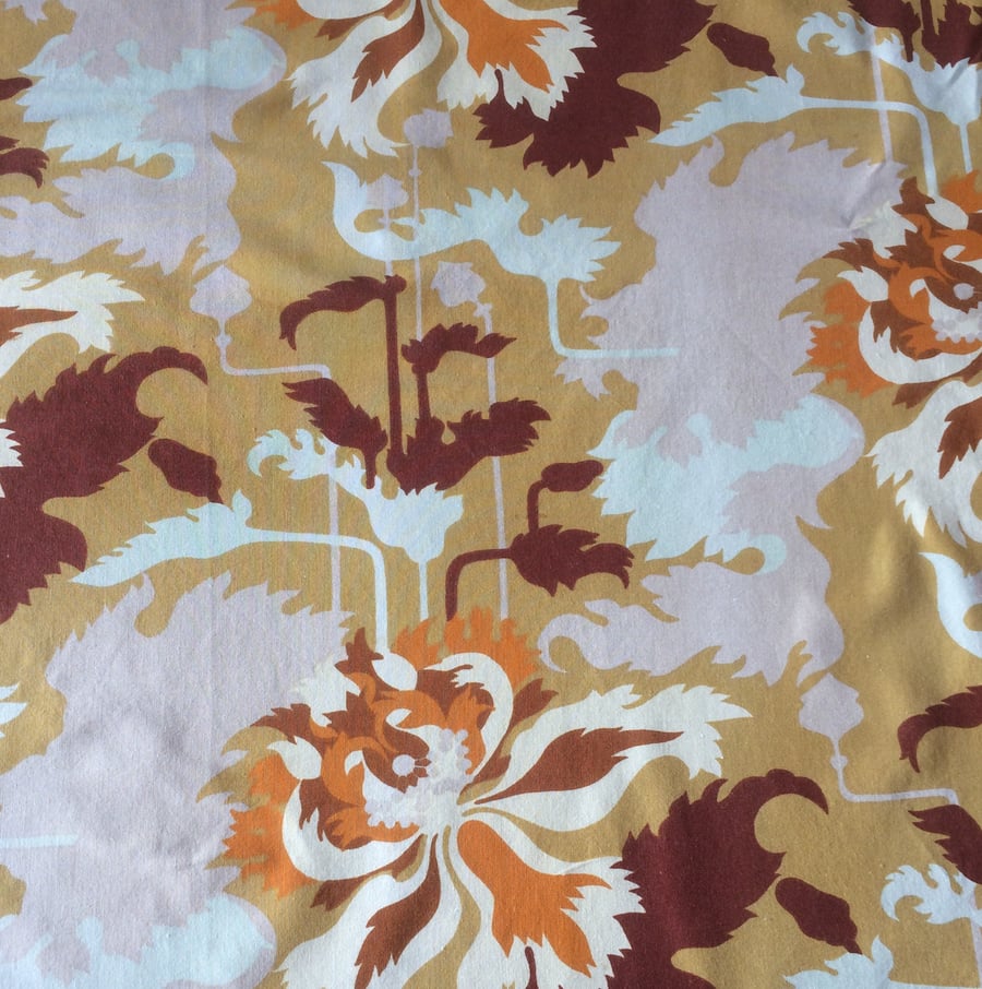 RARE Rothbury Abstract Floral Pastel Brown tone 70s 60s Vintage Fabric Lampshade
