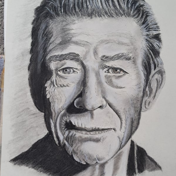 A Charcoal drawing of John Hurt Actor