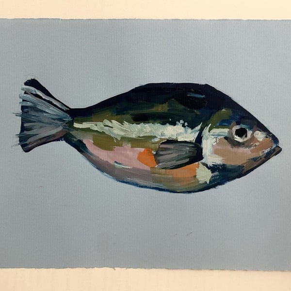 FISH painting in gouache, A5 