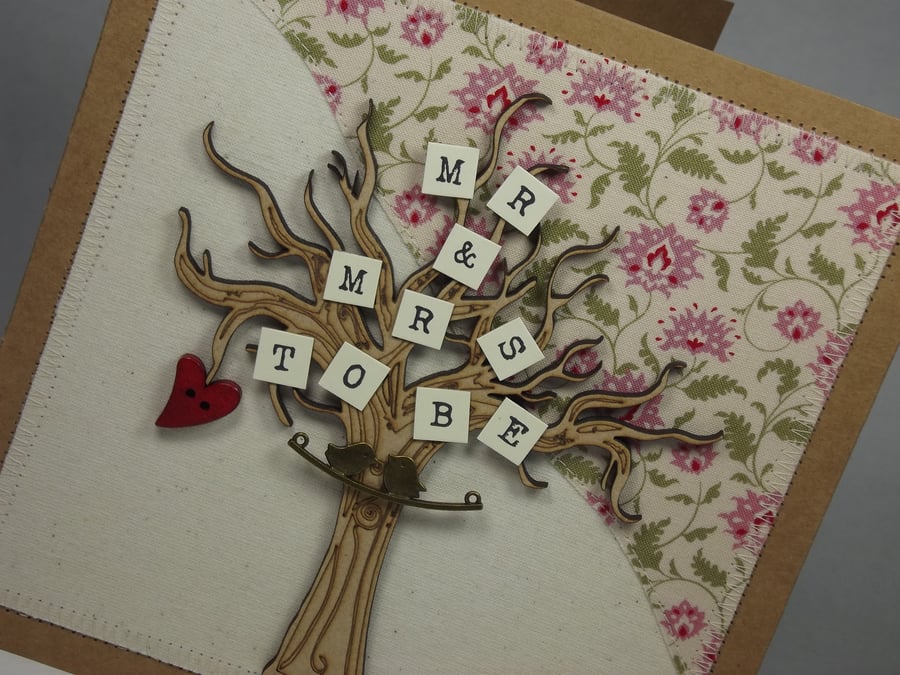 Mr and Mrs To Be Fabric Engagement Greetings Card