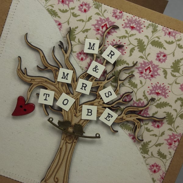 Mr and Mrs To Be Fabric Engagement Greetings Card