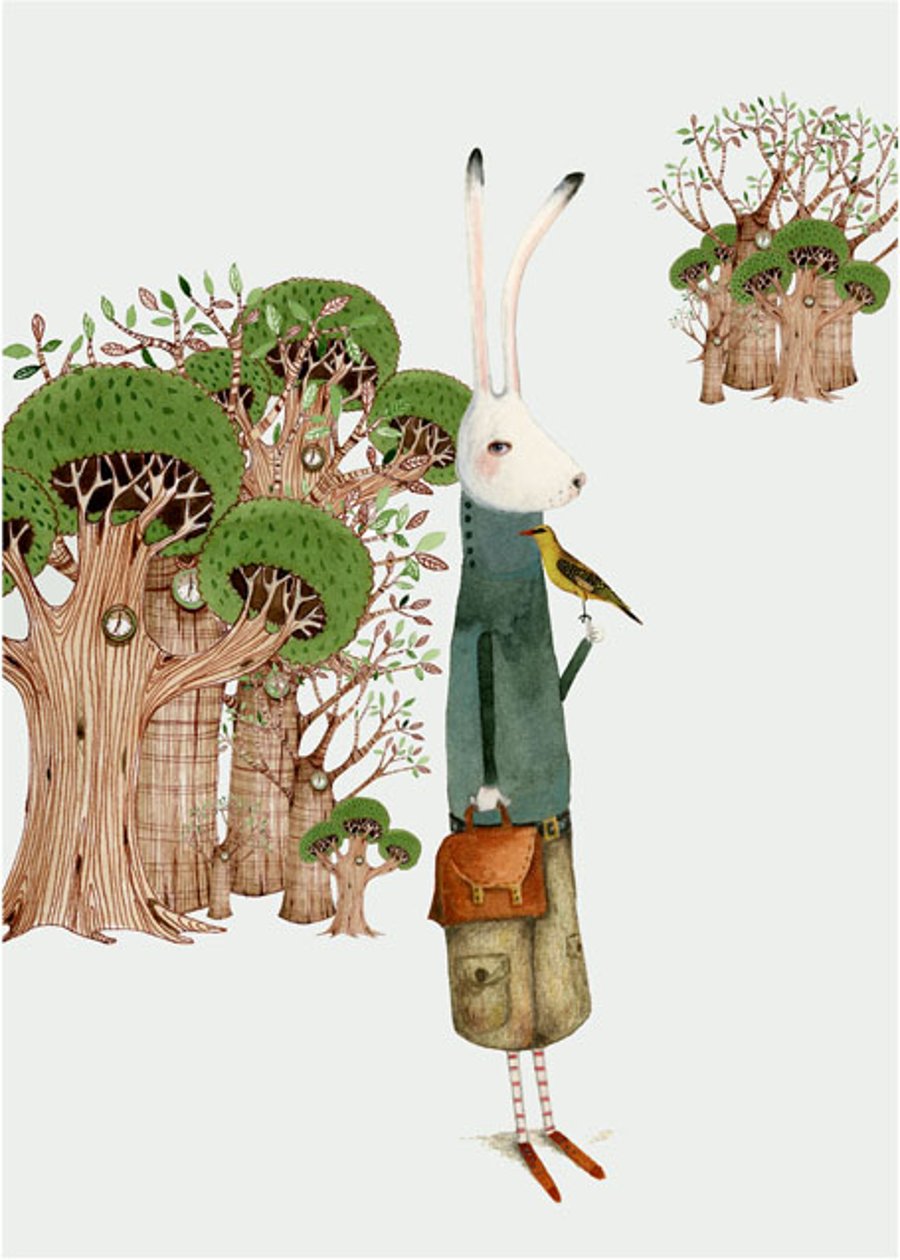 Bunny and Bird A3 Illustration Giclee print