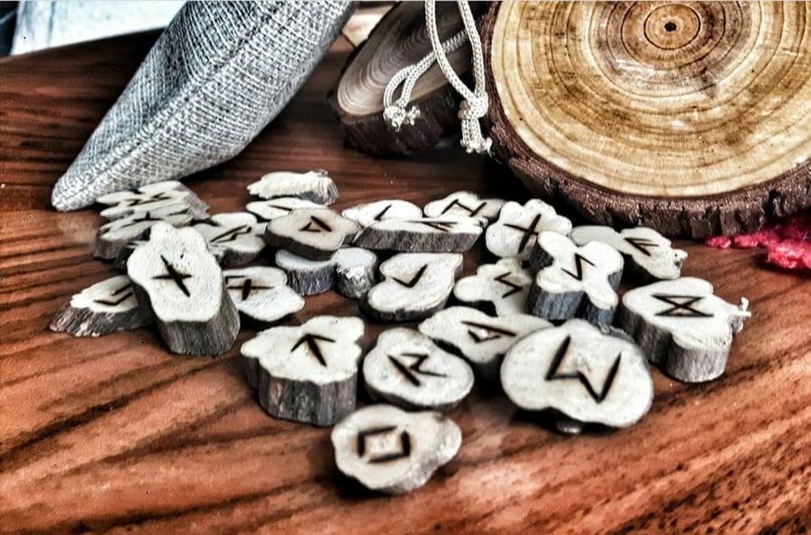 Viking Runes Primal Germanic Norse Raw Wood Elder Futhark Rune Set Divination