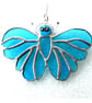 Turquoise Butterfly Suncatcher Stained Glass Handmade 