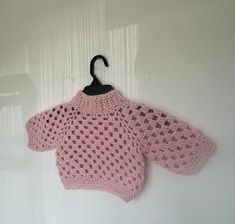 Crochet Knitted Pink Baby Jumper