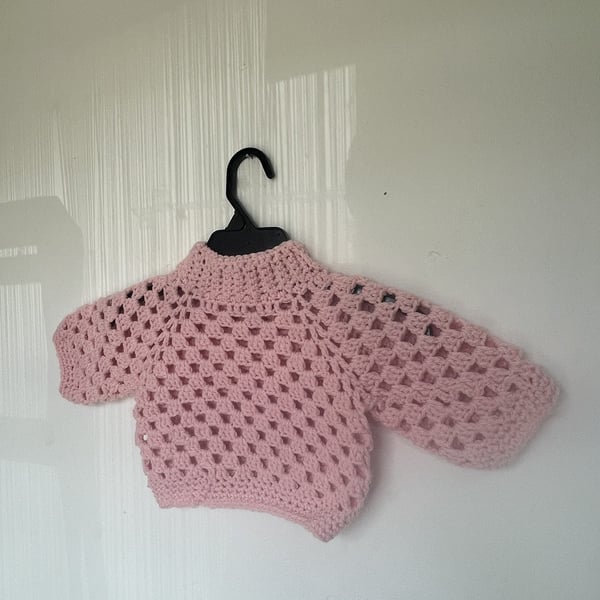 Crochet Knitted Pink Baby Jumper