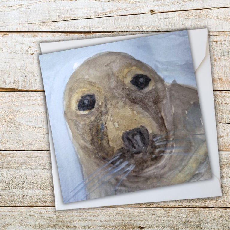 Cornish Grey Seal Fine Art Native Marine Wildlife Greeting Card