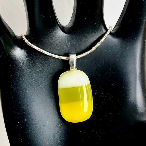 Yellow & Green Striped Small Pendant Necklace 