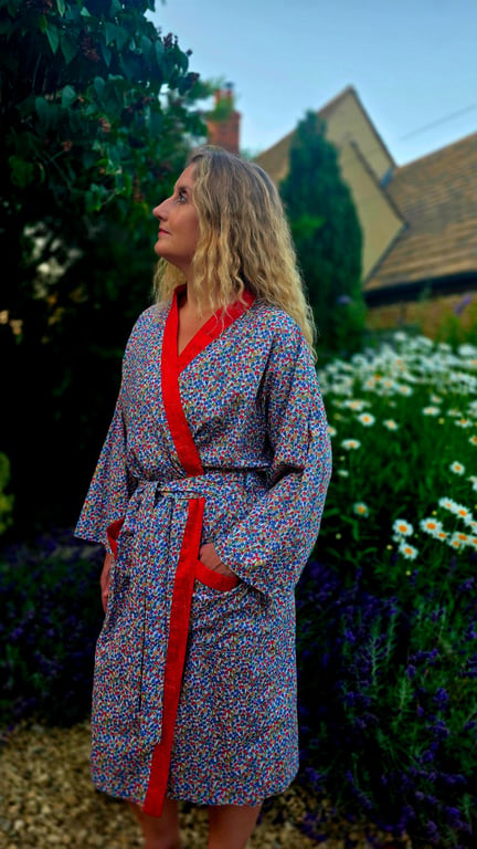 Handmade Liberty Fabric Dressing Gown – Authentic Tana Lawn Luxury Robe 