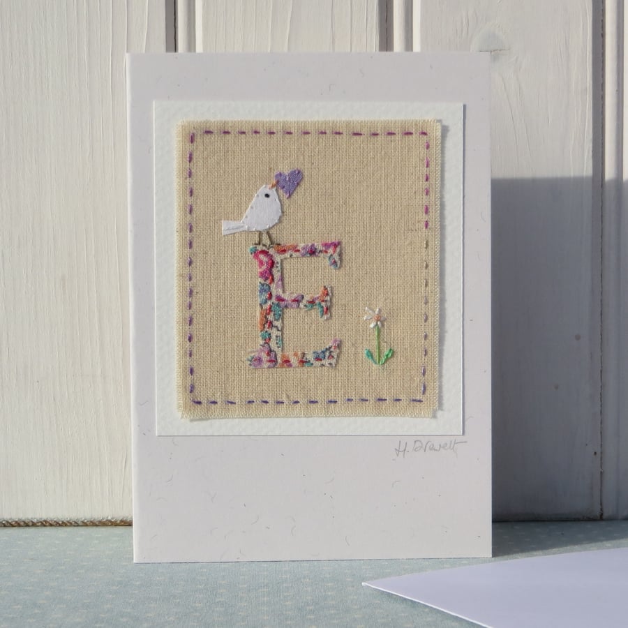 Sweet little hand-stitched letter E - new baby, first birthday, any birthday!