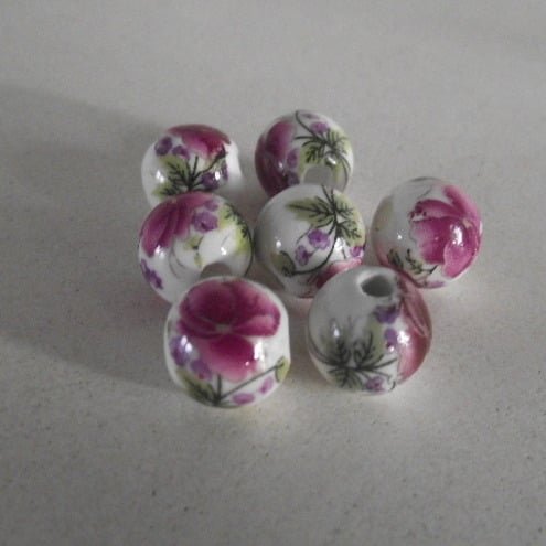 10mm Porcelain Flower Beads