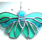 Teal Butterfly Suncatcher Stained Glass Handmade  - Image 4