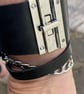 Leather twist lock clasp Cuff set, Italian black leather and stainless steel har - Image 4