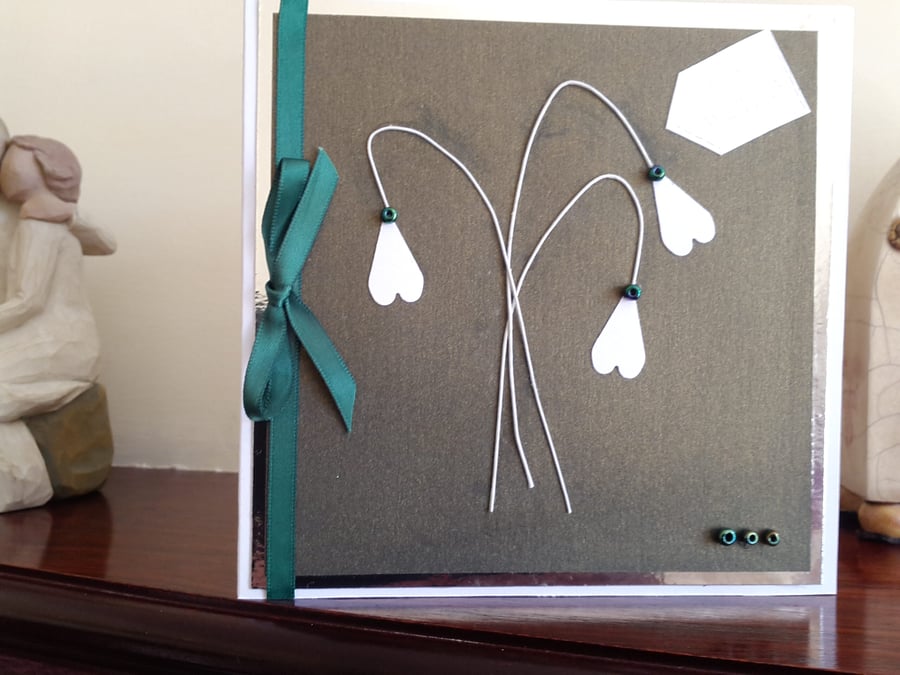Stylised snowdrop birthday card