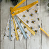 Handmade Fabric Bunting 9 Flags in Bees & Polka Dot Design