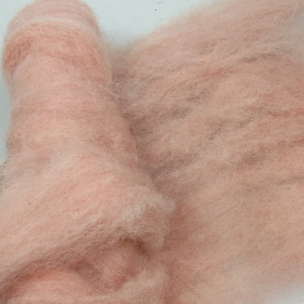10g Naturally Dyed Shell Pink Peach Llanwenog Felting Wool