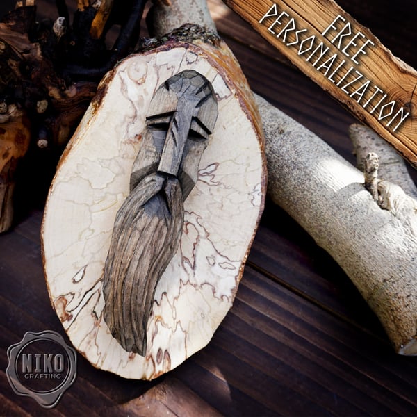 Hand-Carved Viking Wall Art - Rustic Decoration - Handmade Personalised Gift