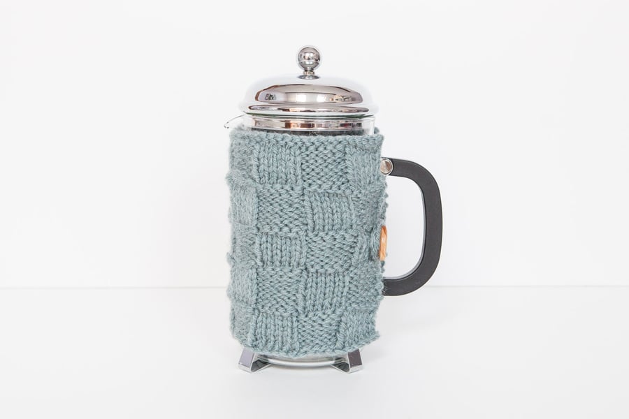 Dusky blue coffee cosy - Cafetiere cosy - Coffee jug warmer - French press cover