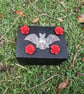 Mini Gothic Vampire Bat Trinket Box – Handmade Wooden Box with Red Roses