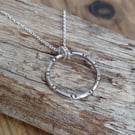  Silver hoop circle necklace , pendant (18 mm) 