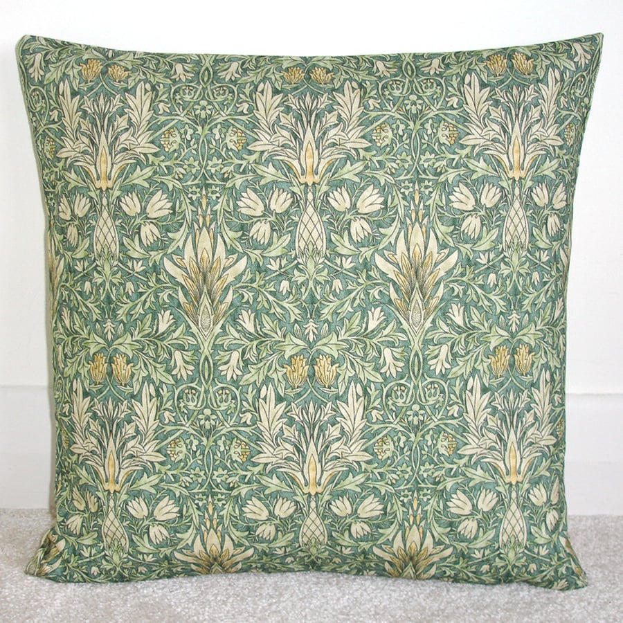 Cushion Cover William Morris Snakeshead 16" Square Green Yellow Grey 16x16