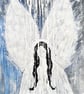 Angel with Large Wings, Small Original Canvas Art - Image 3