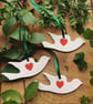 Personalised ceramic dove with heart decoration 