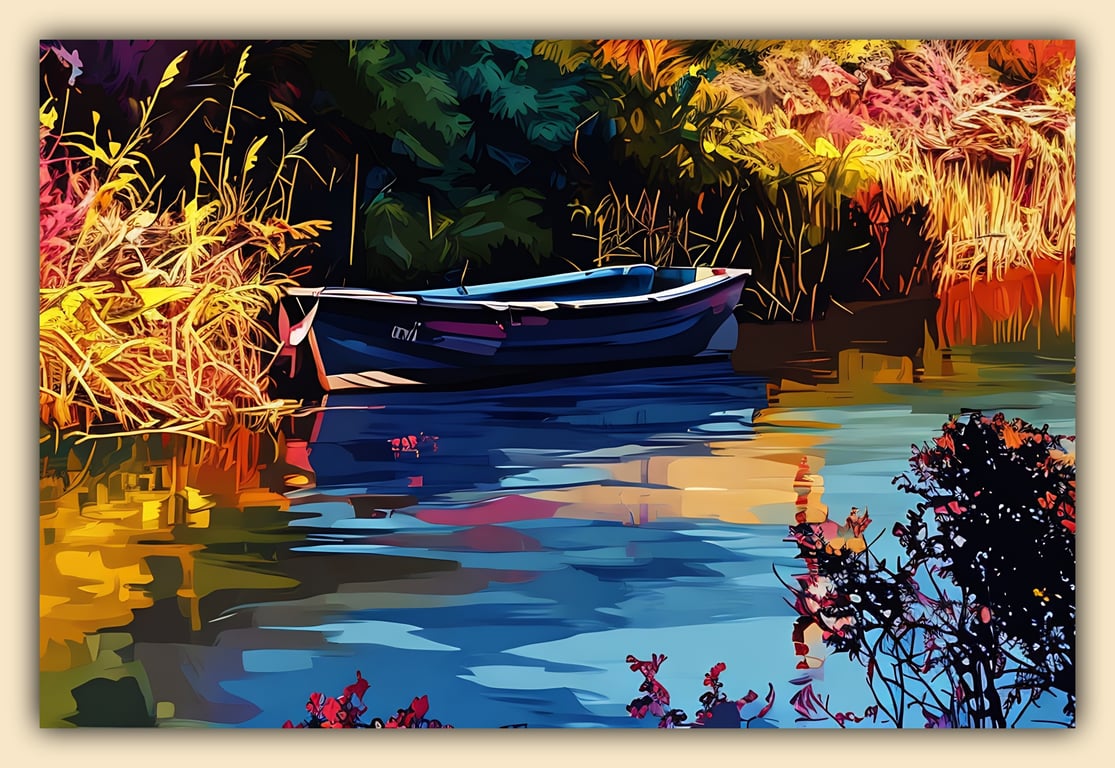 Small Boat Near Upwell Church Norfolk Greeting Card A5