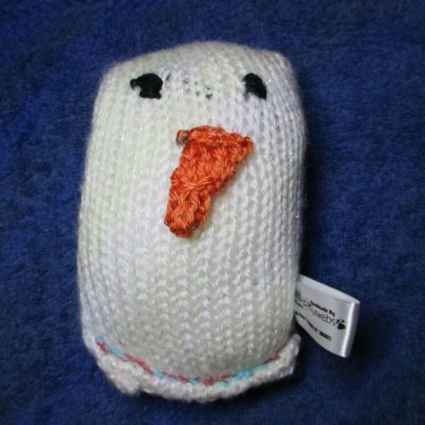 Glittery Burnt Orange Carrot Nosed Mini Snowman Snuggy - Knitted By KM