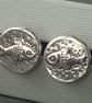 Handmade Silver Pewter Cufflinks,Fish Design - Image 1