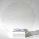 White tea light display stand kit with 15cm Bullseye glass circle - 4mm slot