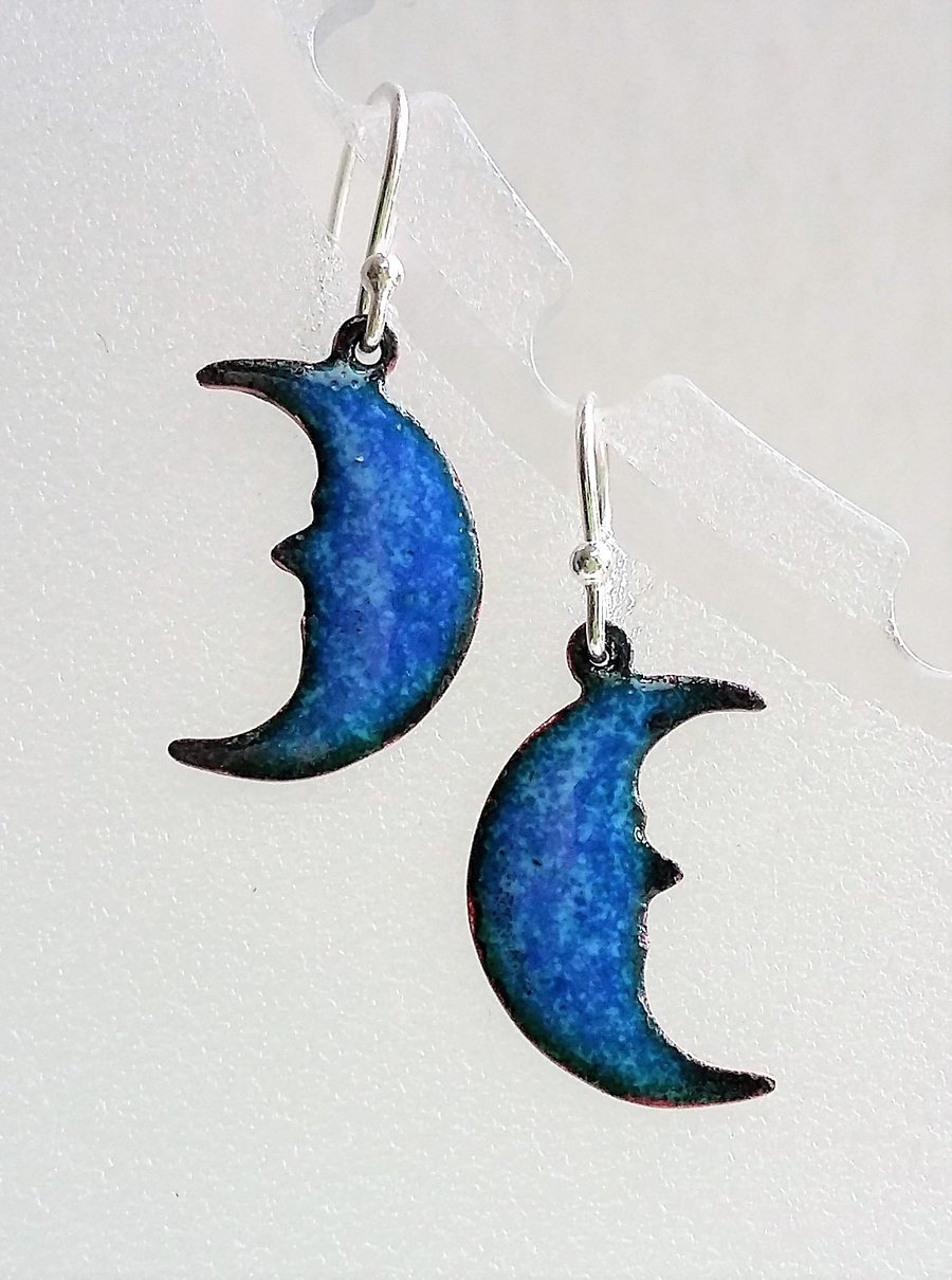 Enamelled copper ‘blue moon’ earrings 057