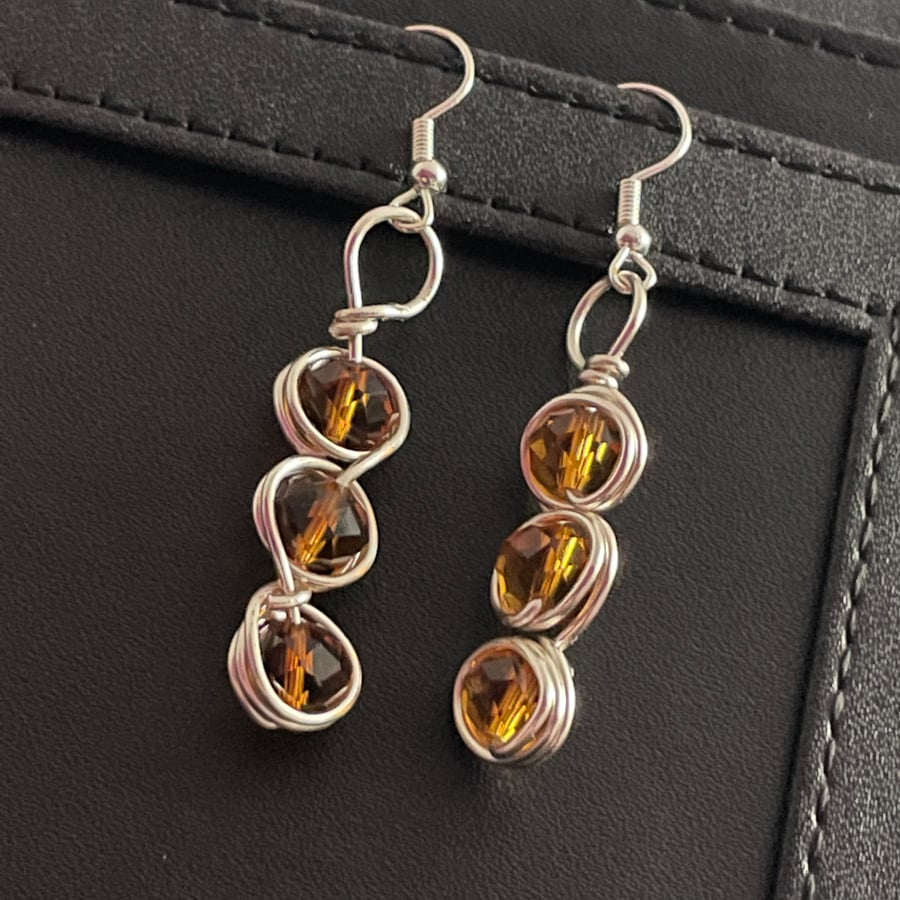 Sparkling Topaz Glass Earrings