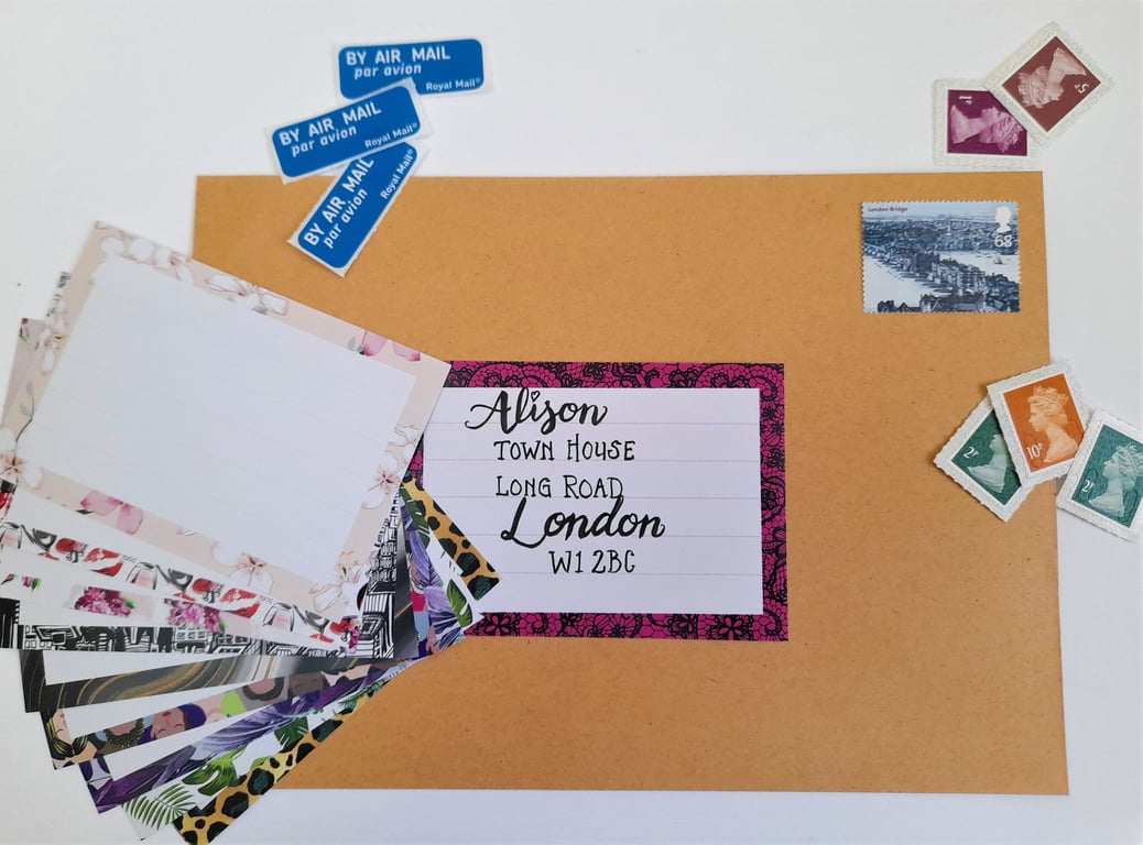 Printed self-adhesive address labels, mixed designs