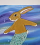 Merbunny Painting Mermaid Bunny Rabbit Fusion Original Fantasy Picture  - Image 2
