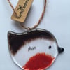 Handmade Fused Glass "Mum" Robin Christmas Decoration