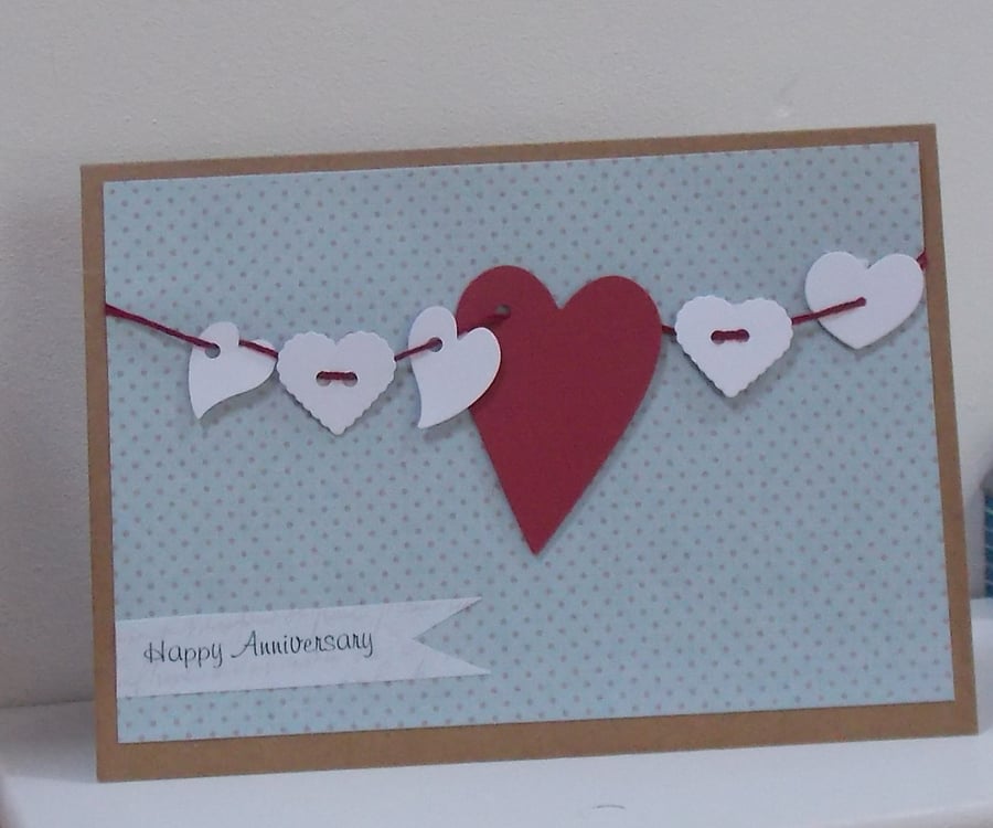 Hanging Heart Wedding Anniversary Card