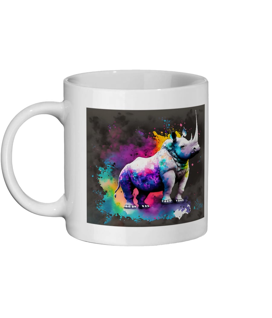 Watercolour Rhino 2 - Bright, Vivid Wildlife Mug