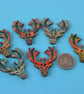 Wooden Stag Buttons Green Beige Brown 6pk 30x30mm Deer Antlers (STG5) - Image 5