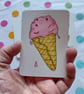 Strawberry Ice Cream Cone - Original ACEO Art - Image 1