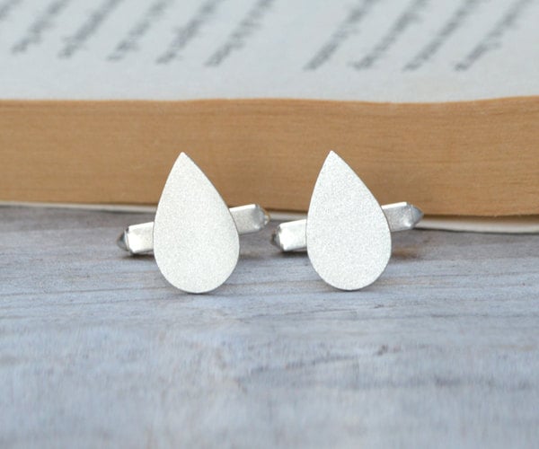 Raindrop Cufflinks In Solid Sterling Silver