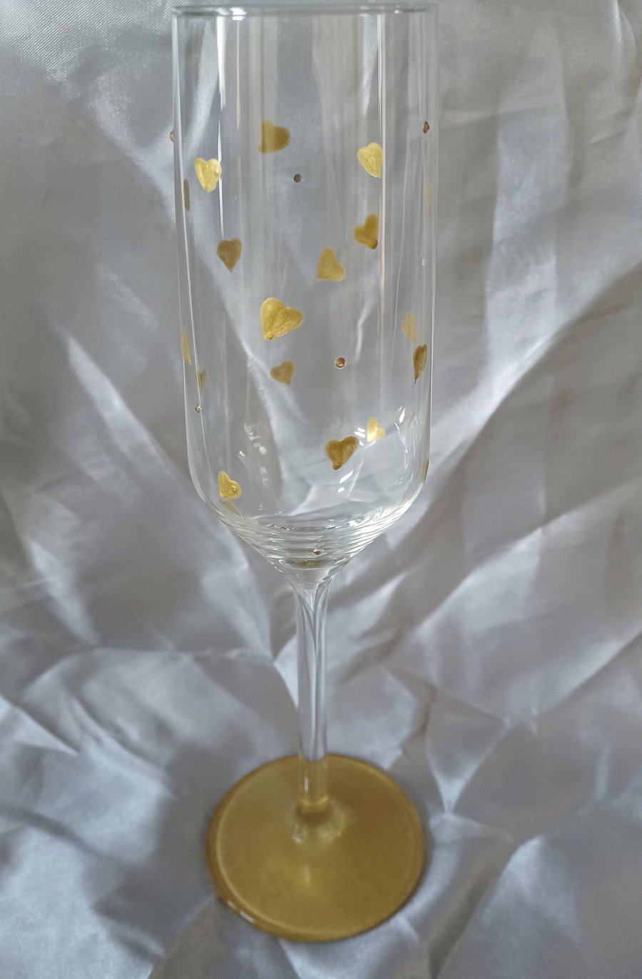 Hand Painted Heart of Gold Champagne Glass