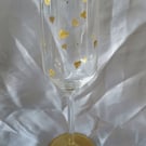 Hand Painted Heart of Gold Champagne Glass