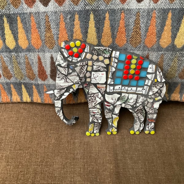 Whimsical elephant mosaic 