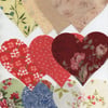 ChrissieCraft die-cut cotton fabric large HEARTS x 10 for APPLIQUE